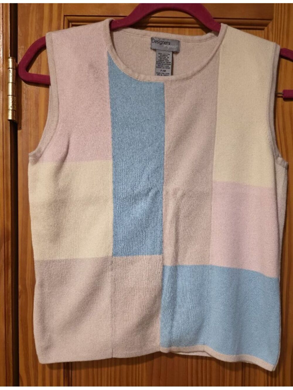Designers Originals Vintage Pastel Color Block Sleeveless Sweater Vest